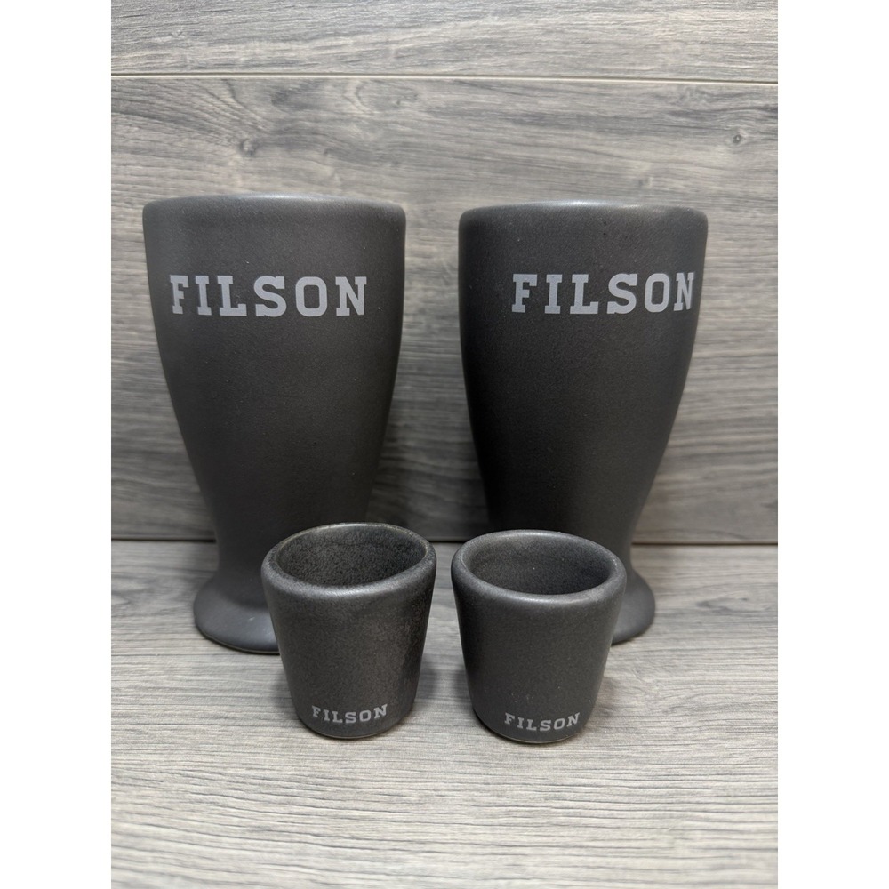Filson Ceramic Viking Bear Deer Glass Shot Glass Redwing Stoneware Made In USA